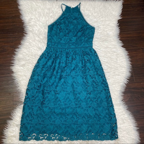Loft Emerald Green Lace Halter Dress - Picture 5 of 5